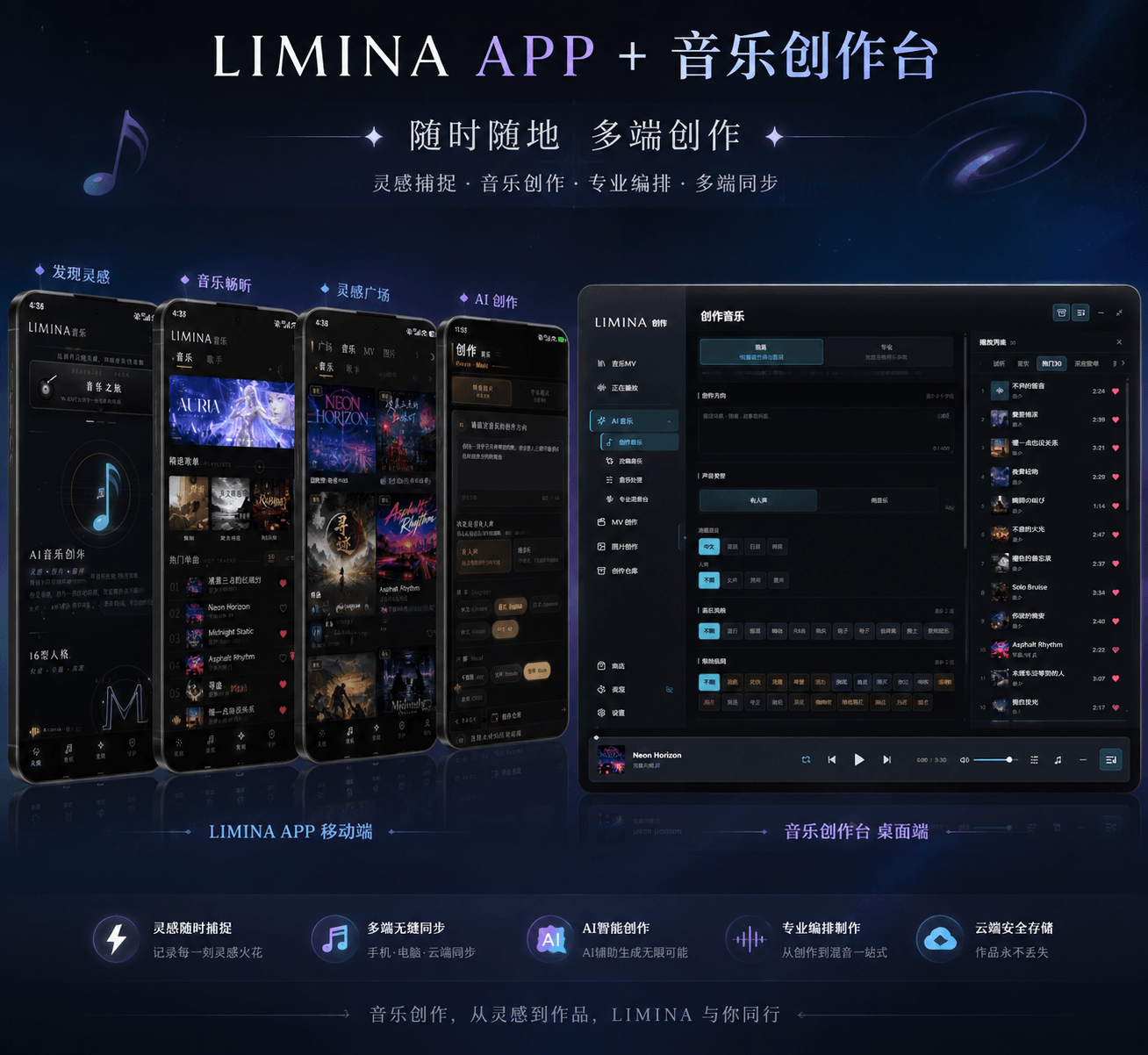 LIMINA APP 与音乐创作台完整展示